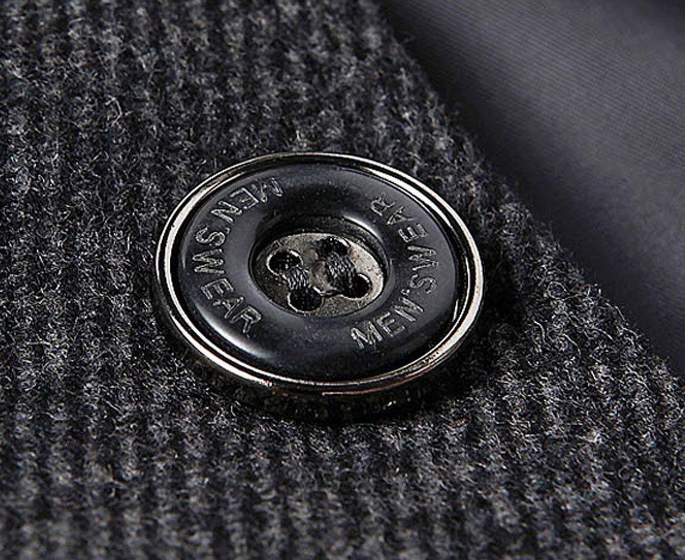 Chouyatou Men's Stand Collar Classic Pea Coat with Removable Inner Collar (Large, Gray)