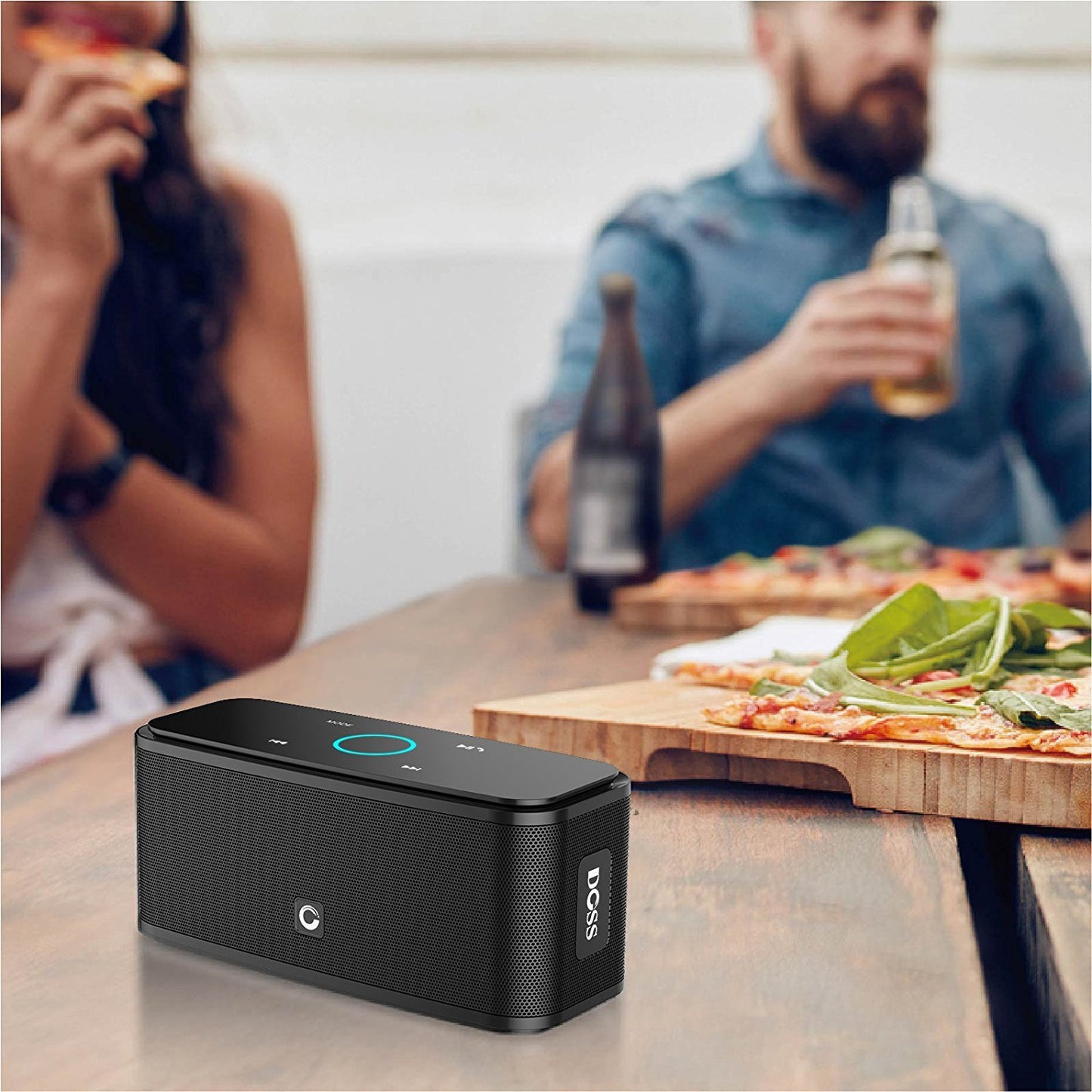 Bluetooth Speaker DOSS SoundBox, Portable Wireless Bluetooth 4.0 Touch Speakers with 12W HD Sound and Bold Bass, Handsfree, 12H Playtime for Echo Dot, iPhone, iPad, Samsung, Tablet, Gift Ideas[Black]
