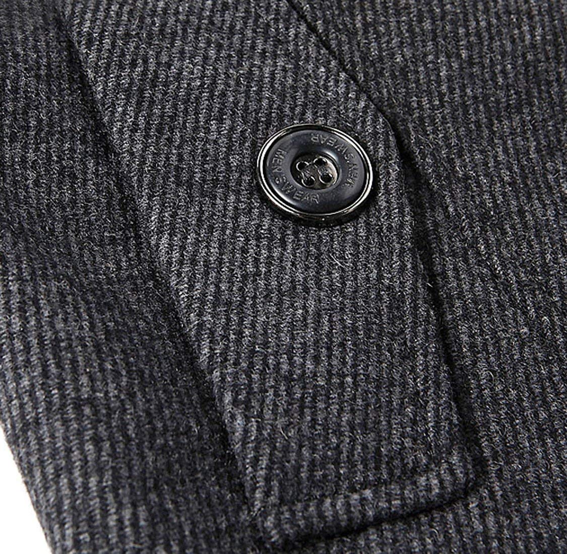 Chouyatou Men's Stand Collar Classic Pea Coat with Removable Inner Collar (Large, Gray)