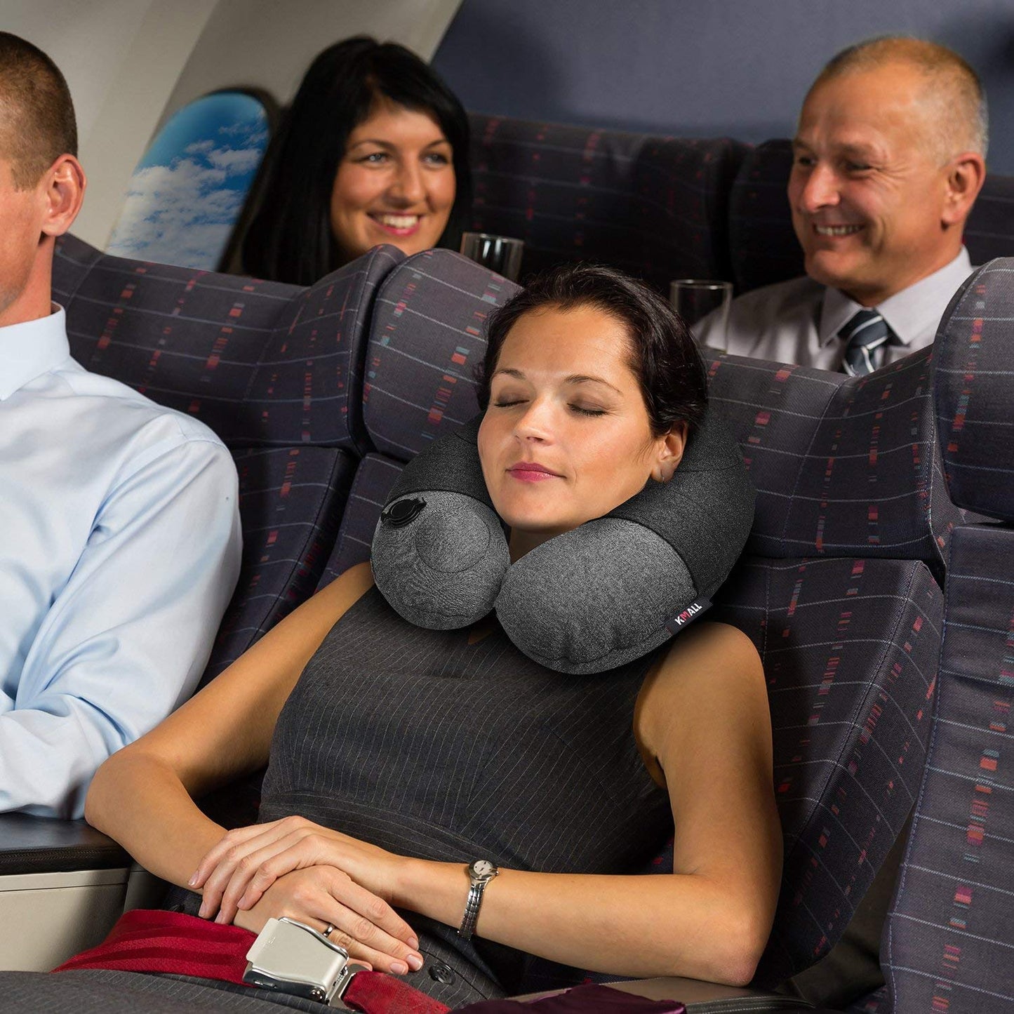 (Grey) - Inflatable Travel Pillow,Kmall Cool Travel Pillows for Aeroplanes Comfortable U Shape Inflatable Neck Pillow With Head and Neck Supports for Aeroplanes Travel,Car,Driving(Grey)