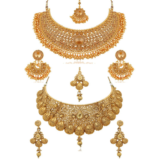 REEVA Pearl Gold Plated Jewellery Set for Women - Combo Pack