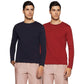 Amazon Brand - Symbol Men's Cotton T-Shirt (Pack of 2) (AW18ALK5PO2D_Red Md Solid + Navy Solid_L)