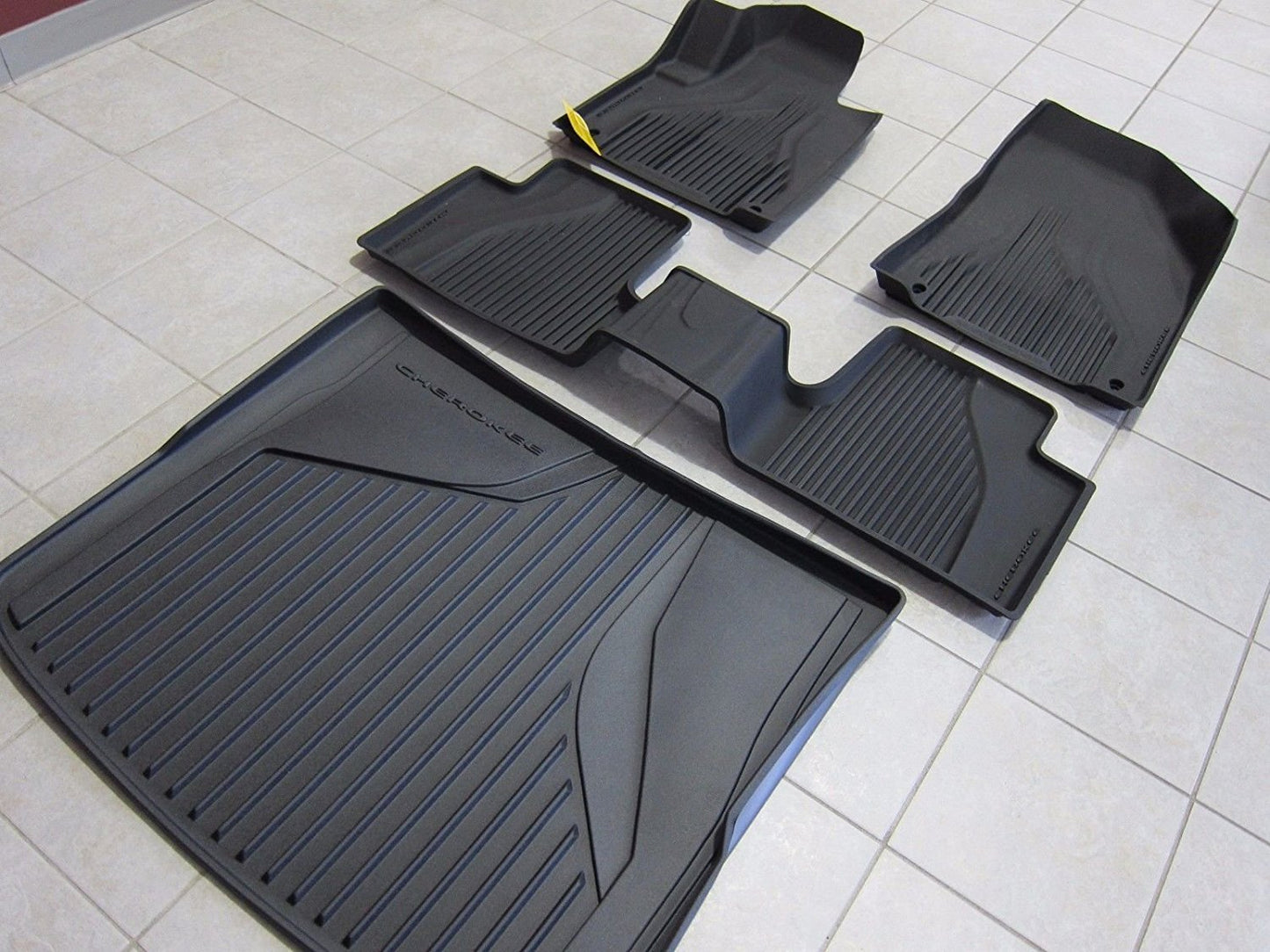 Jeep Cherokee All Weather Black Slush Mats and Cargo Tray Mopar OEM