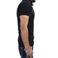 Tees Collection Men's Stylish Leather Flap Dragon Neck T-Shirt (Black_TCLF001)