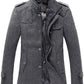 Chouyatou Men's Stand Collar Classic Pea Coat with Removable Inner Collar (Large, Gray)