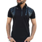 Tees Collection Men's Stylish Leather Flap Dragon Neck T-Shirt (Black_TCLF001)