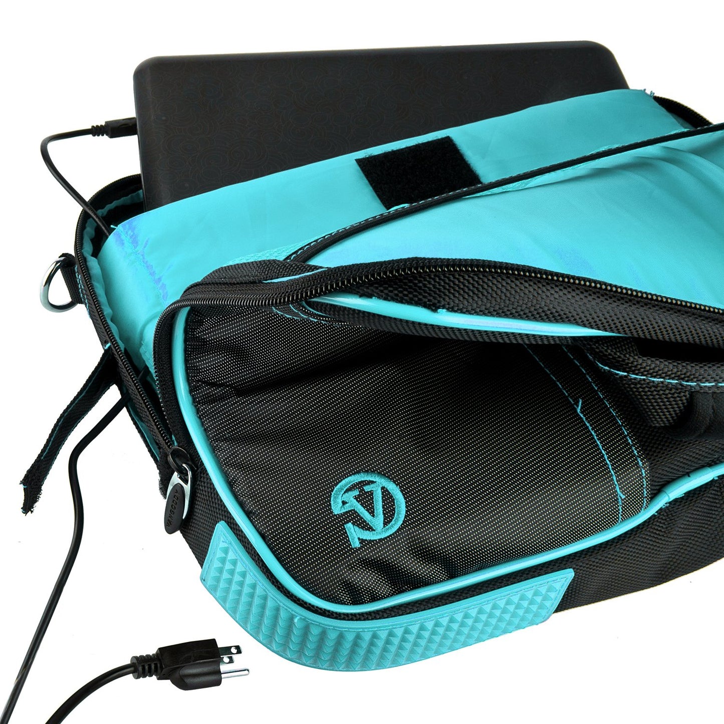 Vangoddy Black-Aqua Pindar Shoulder Portfolio Bag Case for Micromax Canvas Laptab II LT777 11.6-inch Laptop