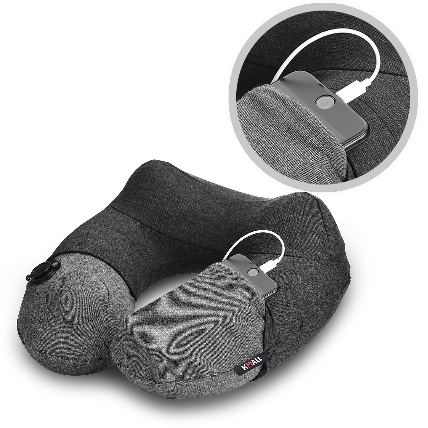(Grey) - Inflatable Travel Pillow,Kmall Cool Travel Pillows for Aeroplanes Comfortable U Shape Inflatable Neck Pillow With Head and Neck Supports for Aeroplanes Travel,Car,Driving(Grey)