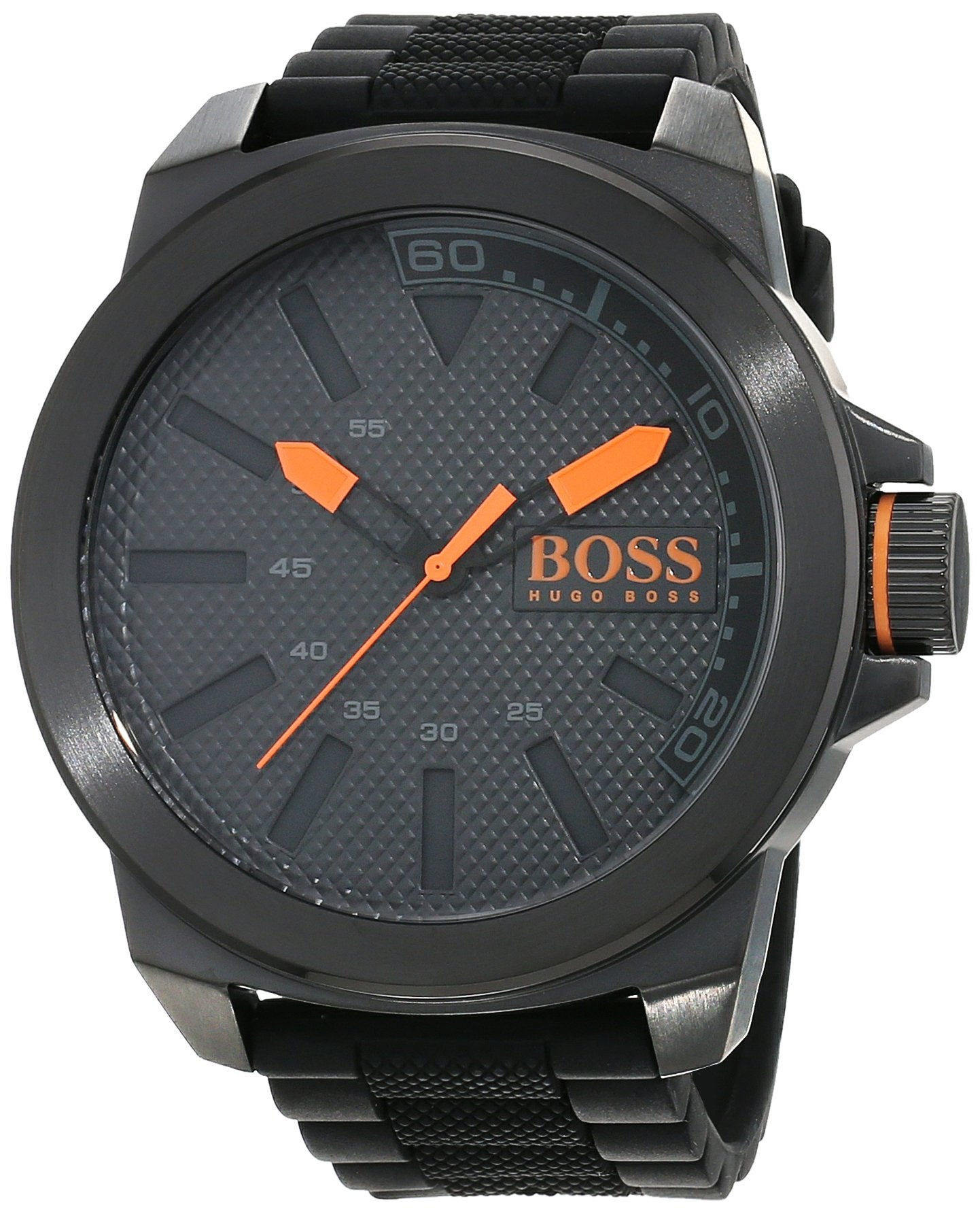 Hugo Boss Orange New York Men's Quartz Analogue Classic Black Silicone Strap 1513004