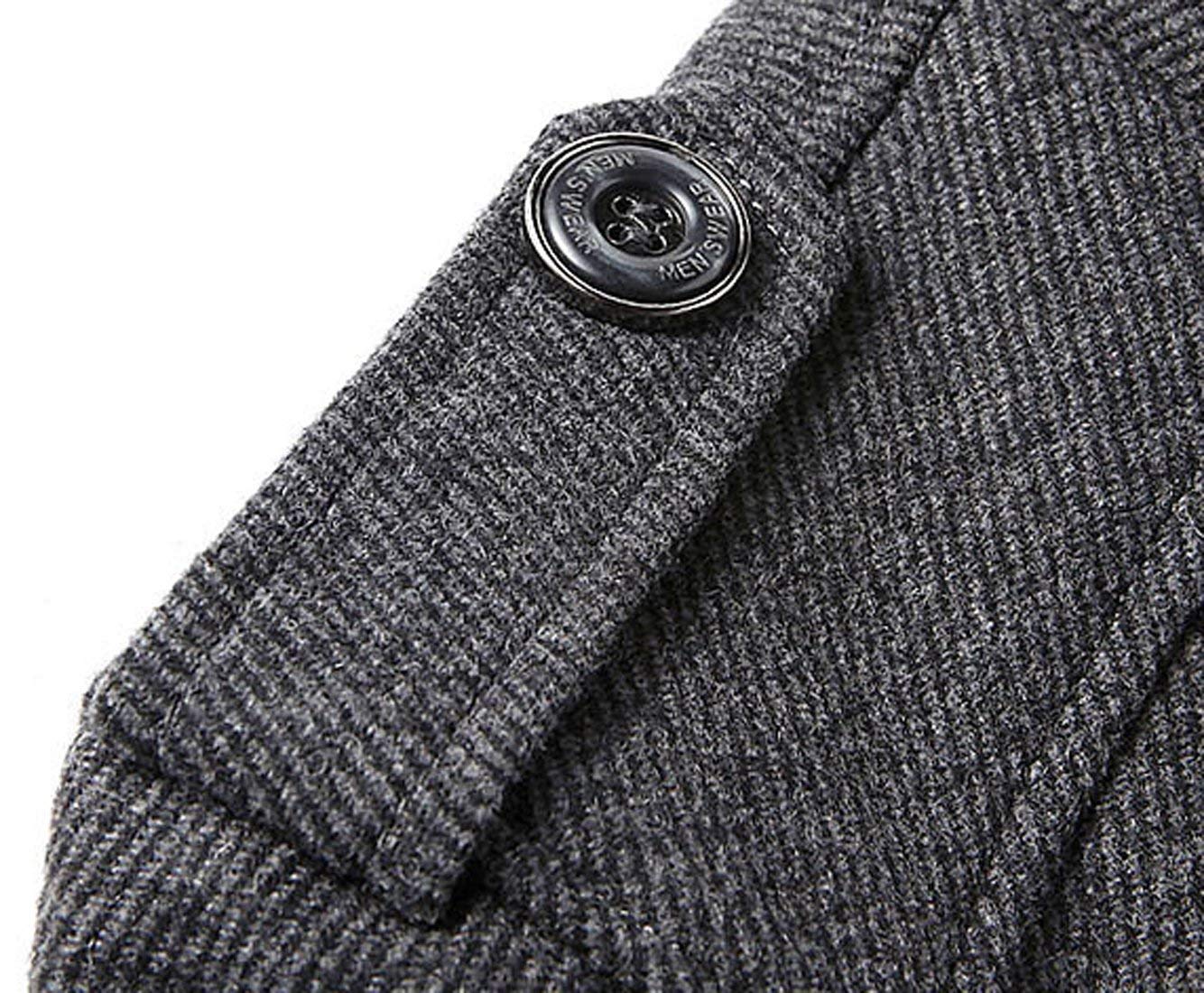 Chouyatou Men's Stand Collar Classic Pea Coat with Removable Inner Collar (Large, Gray)