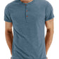 PEGENO Men's Casual Slim Fit Short Sleeve Henley T-shirts Cotton Shirts VG-Blue-US XL