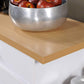 Hodedah Kitchen Island with Spice Rack, Towel Rack & Drawer, White with Beech Top