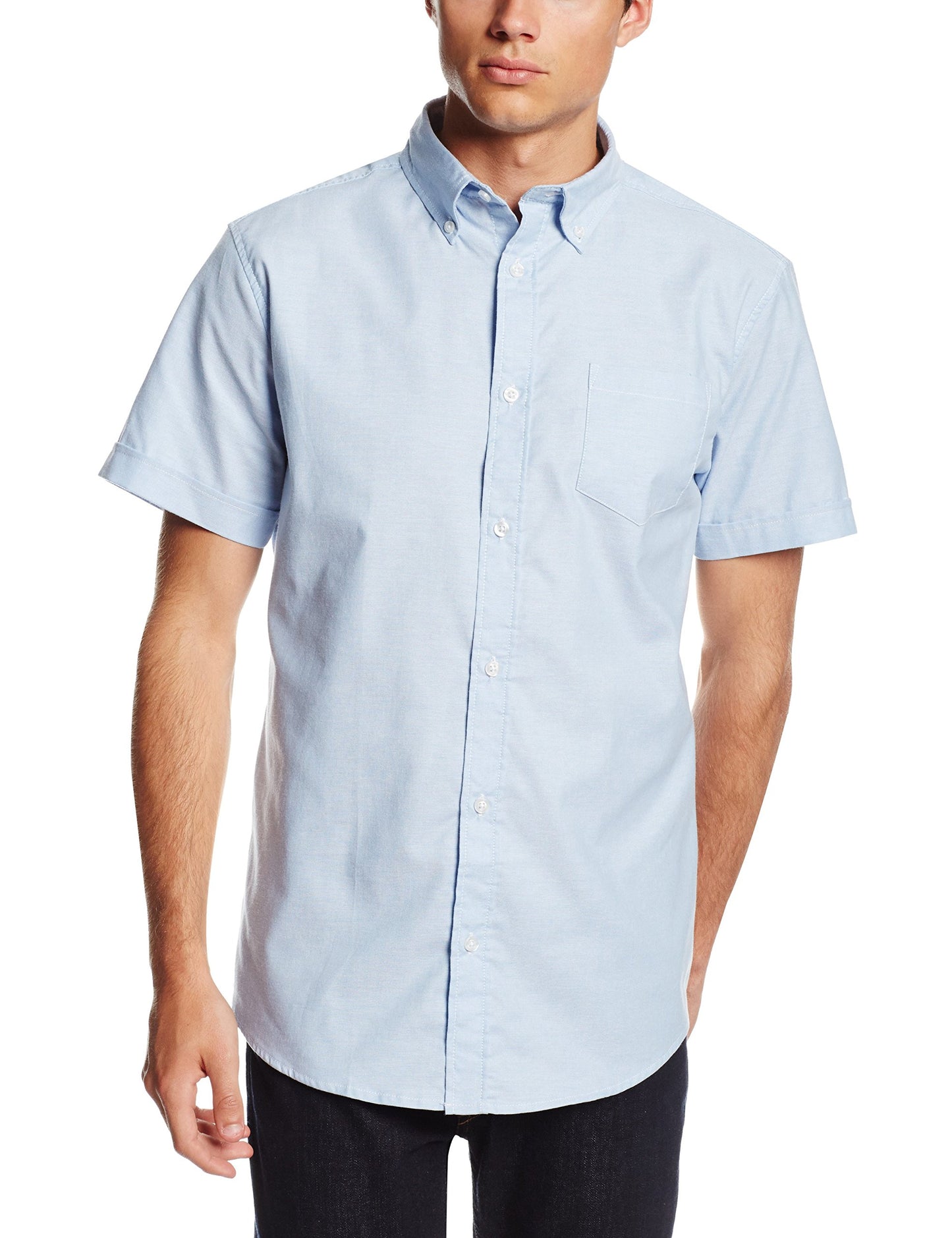 Lee Uniforms Men's Short Sleeve Oxford Shirt, Light Blue, X-Large