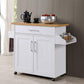 Hodedah Kitchen Island with Spice Rack, Towel Rack & Drawer, White with Beech Top