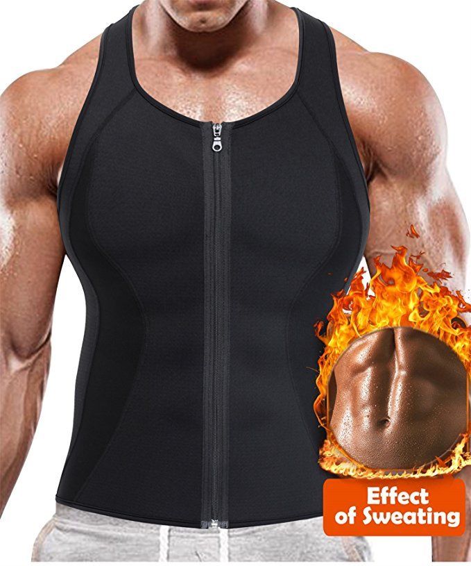 Men's Sweat Vest Body Shaper Zipper Slimming Sauna Tank Top Neoprene Compression  | eBay